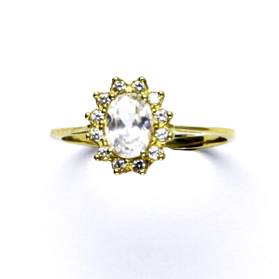 Zlatý prsten Kate, žluté i bílé zlato, čirý zirkon - T 1480 
