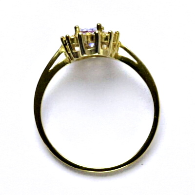 Zlatý prsten Kate, žluté i bílé zlato, zirkon lavender, čiré zirkony - T 1480 