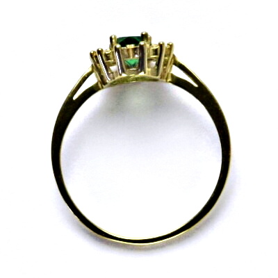 Zlatý prsten Kate, žluté i bílé zlato, zirkon smaragd, čiré zirkony, T 1480 
