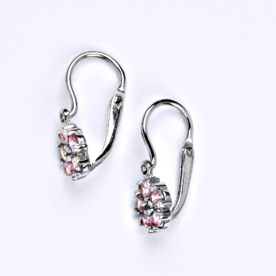 Dětské náušnice zlaté s růžovým zirkonem, bílé zlato, 1,08 g VE 202 pink