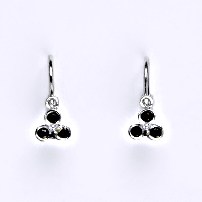 Dětské náušnice zlaté s granátem, bílé zlato 14 karátů 585/1000, VE 198 granát