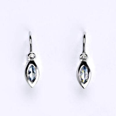 Dětské náušnice zlaté s akvamarínem, bílé zlato, VE 245 akvamarin