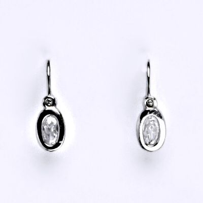 Dětské náušnice zlaté s čirým zirkonem, bílé zlato, VE 244 BZ