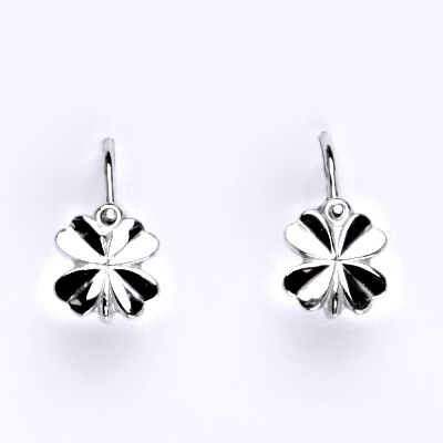Dětské náušnice zlaté čtyřlístek, bílé zlato, VE 243