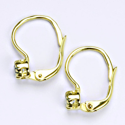 Zlaté náušnice , žluté i bílé zlato , zirkon akvamarin - VE 141