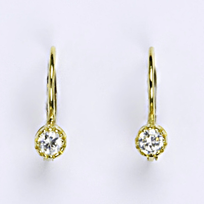Zlaté náušnice , žluté i bílé zlato , čirý zirkon - VE 141