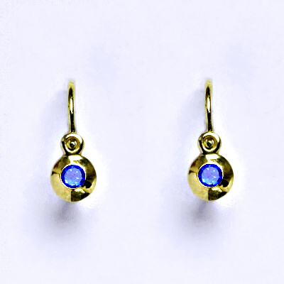 Zlaté dětské náušničky se spinelem,žluté zlato, NK 1330 