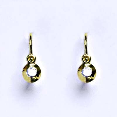 Zlaté dětské náušničky, čirý zirkon,žluté zlato, NK 1330