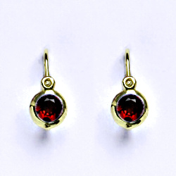 Zlaté dětské náušničky, granát,žluté zlato, NK 1317
