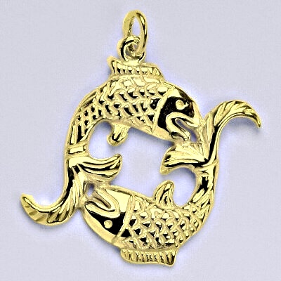 Zlatý přívěsek, znamení zvěrokruhu ryba, žluté zlato,14 kt, P 941