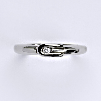 Zlatý prsten s briliantem (diamantem), bílé zlato 14 kt, VR 283