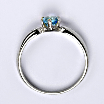 Zlatý prsten s briliantem (diamant) a topazem swiss,bílé zlato 14 kt, VLZDR048