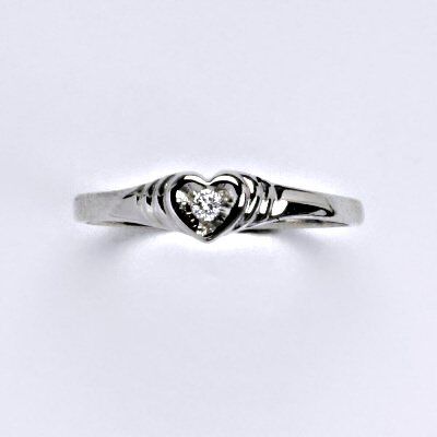 Zlatý prsten se zirkonem, bílé zlato 14 kt, T 1483