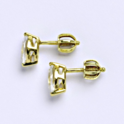 Zlaté náušnice, žluté zlato na šroubek, zirkon, náušničky ze zlata 1,73 g 