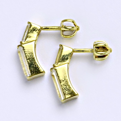 Zlaté náušnice, žluté zlato na šroubek, zirkon, náušničky ze zlata 2,96 g 