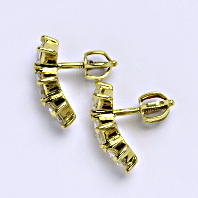 Zlaté náušnice, žluté zlato , čiré zirkony - 1507 poslední pár