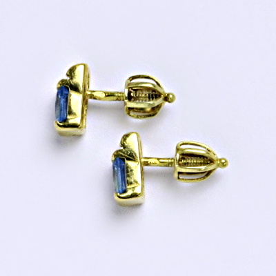 Zlaté náušnice, žluté zlato , zirkon akvamarin - 1541 poslední pár